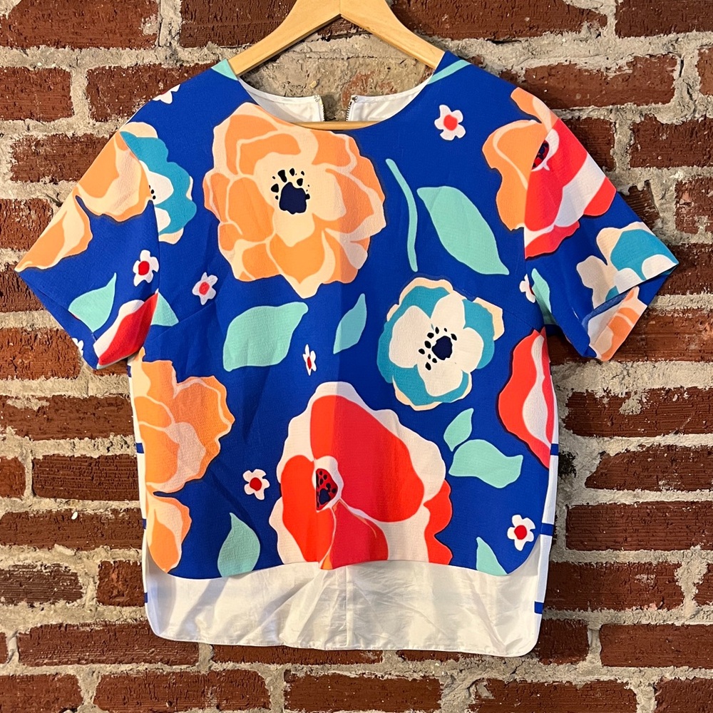 Kate Spade Kids Floral Top - Blue and Orange
